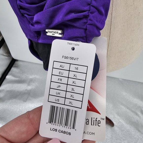 Fantasie Los Cobos Gathered Bikini Bottom Purple XL NWT - Picture 5 of 7
